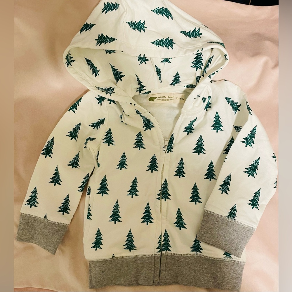 2-Piece SET🌲12-18mos. NWT🌲 Monica and Andy Fir Tree Festive Hoodie Track Suit